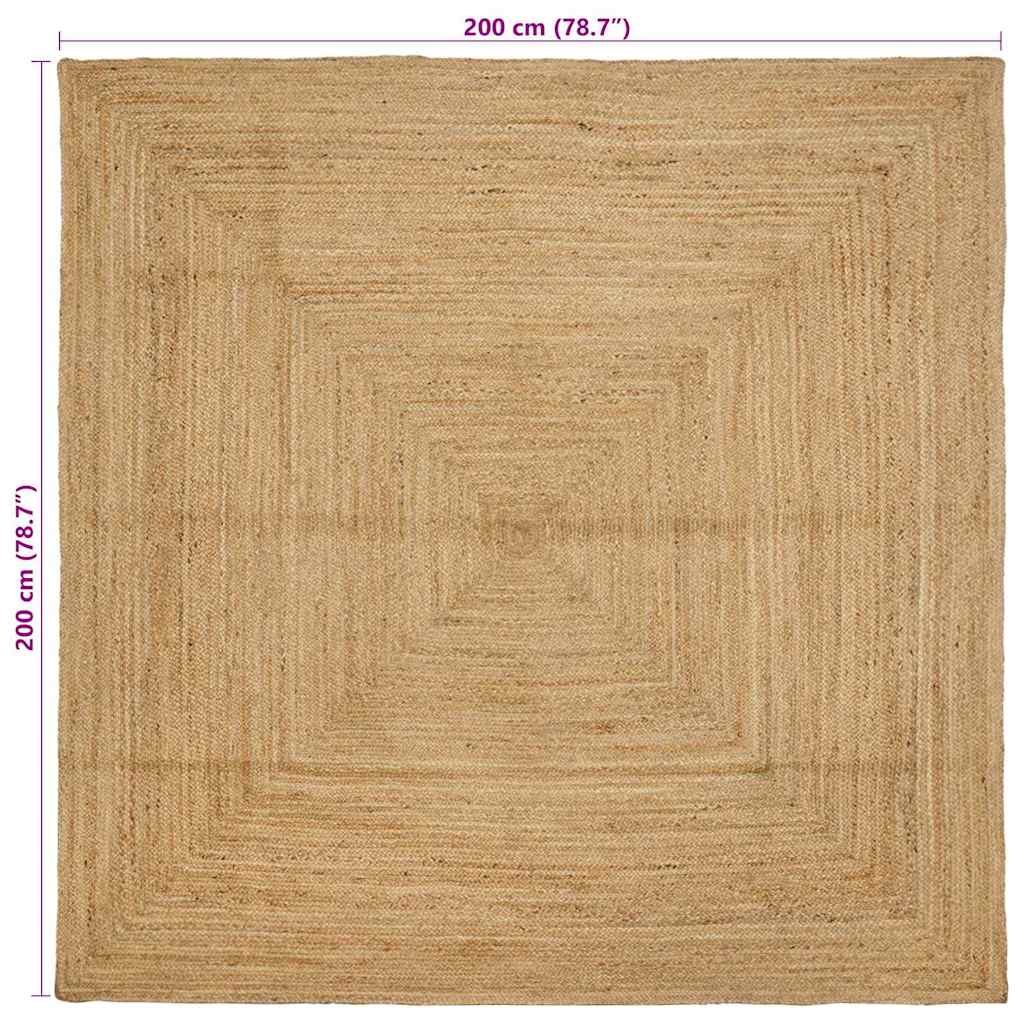 Tappeto da Area Beige 200 x 200 cm Juta