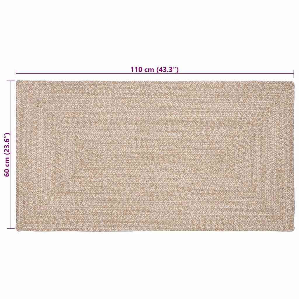 Tappeti per area Rettangolare Naturale e Bianco 60 x 110 cm | homemem39