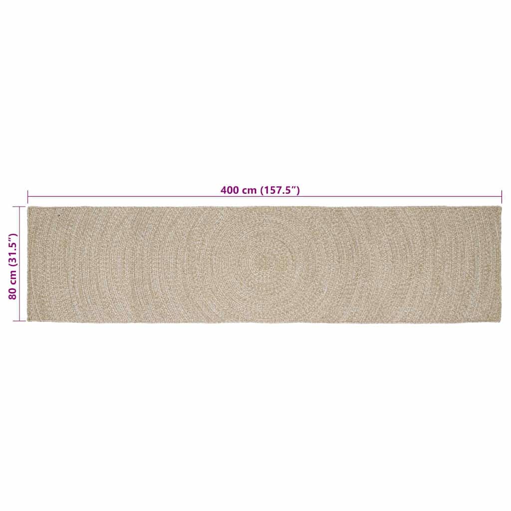 Tappeto Naturale e Bianco 80 x 400 cm Juta