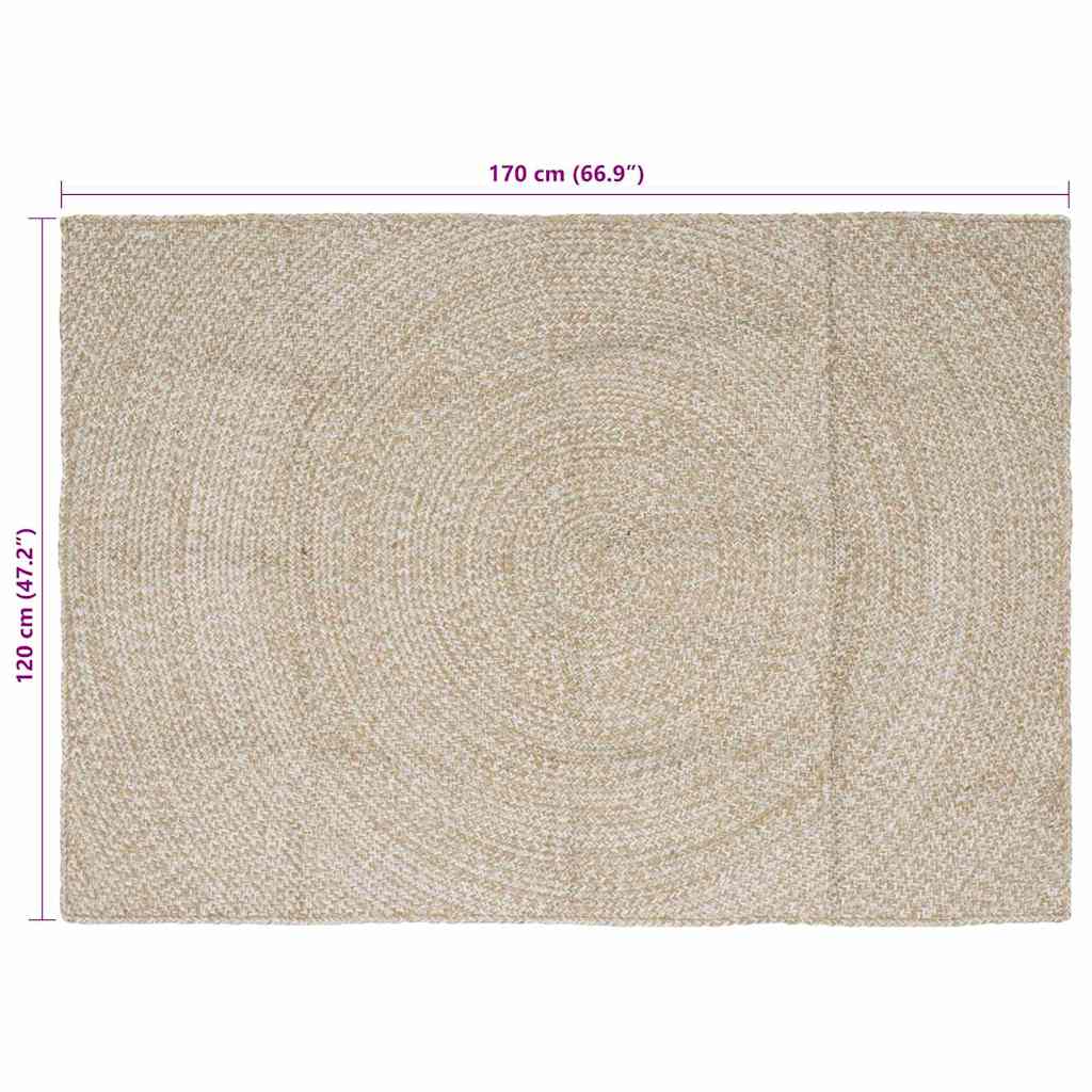 Tappeto Naturale e Bianco 120 x 170 cm Juta