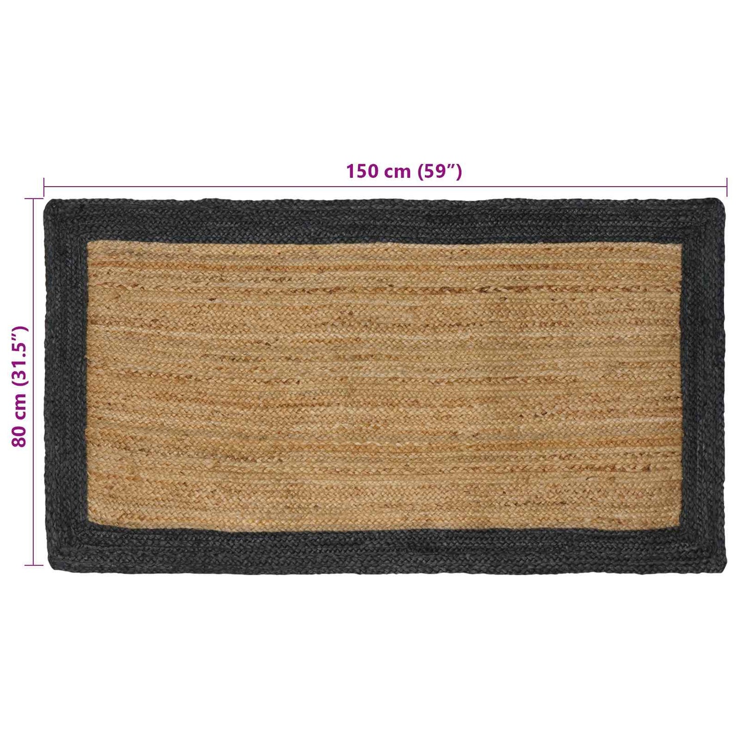 Tappeti per area Naturale e Grigio Scuro 80 x 150 cm Juta | homemem39