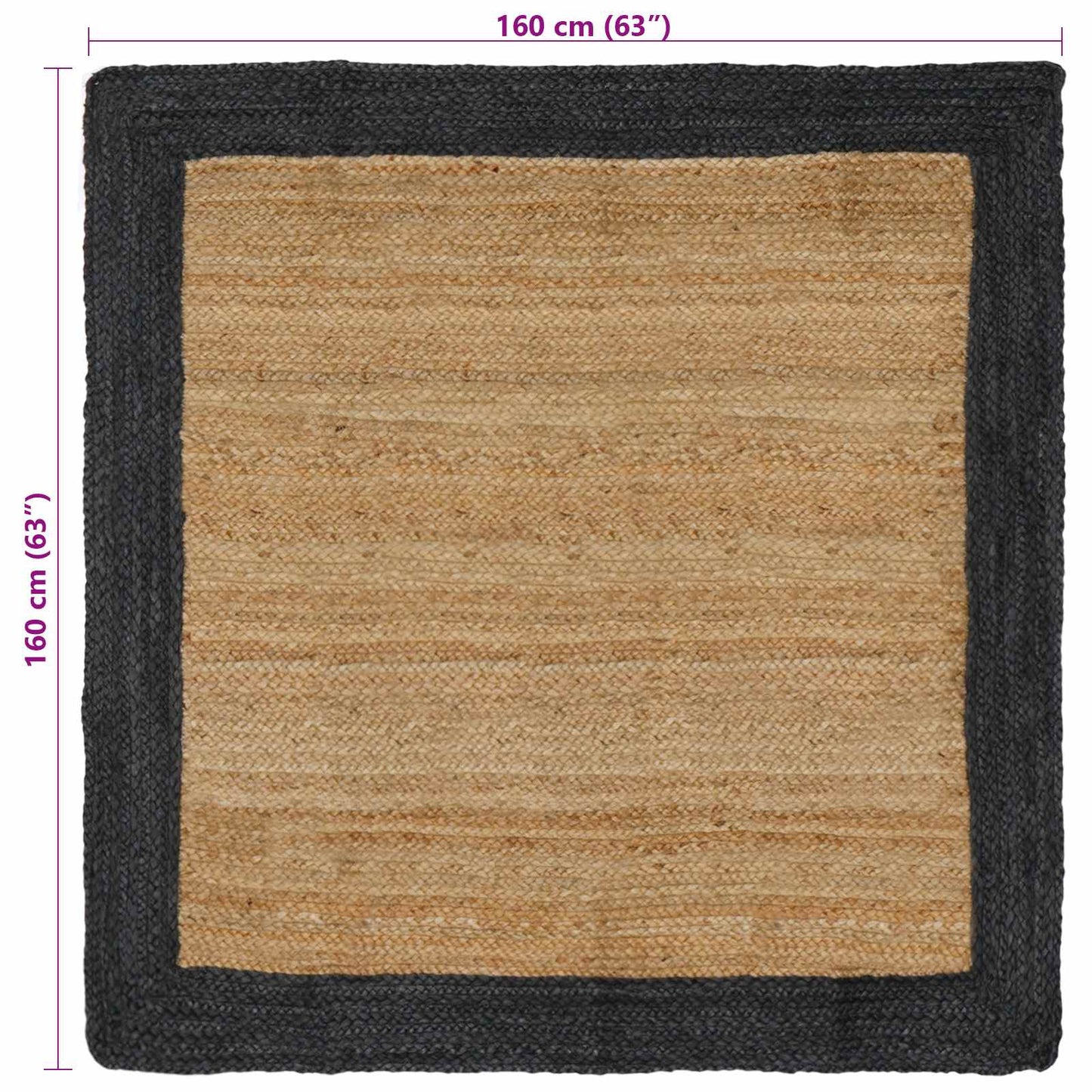 Tappeti per area Naturale e Grigio Scuro 160 x 160 cm Juta | homemem39