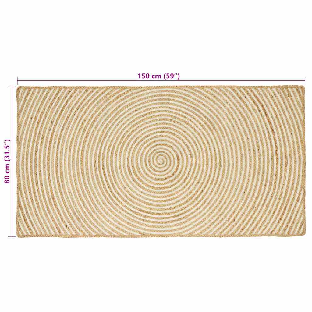Tappeto Naturale e Bianco 80 x 150 cm Juta | homemem39