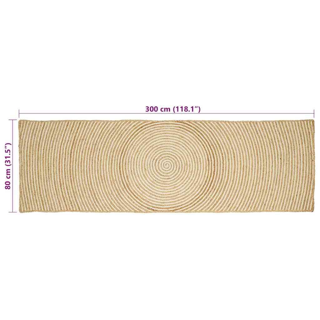 Tappeto Naturale e Bianco 80 x 300 cm Juta | homemem39
