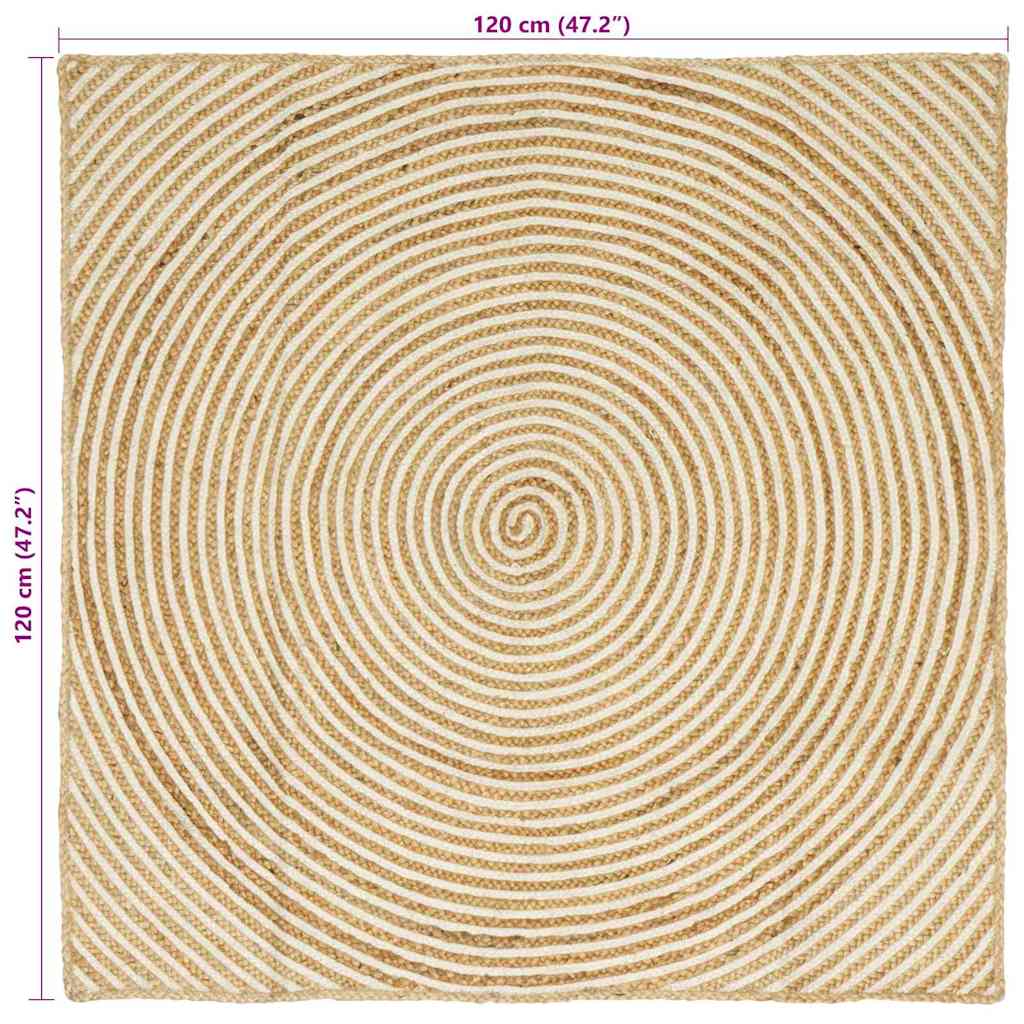 Tappeto Naturale e Bianco 120 x 120 cm Juta | homemem39