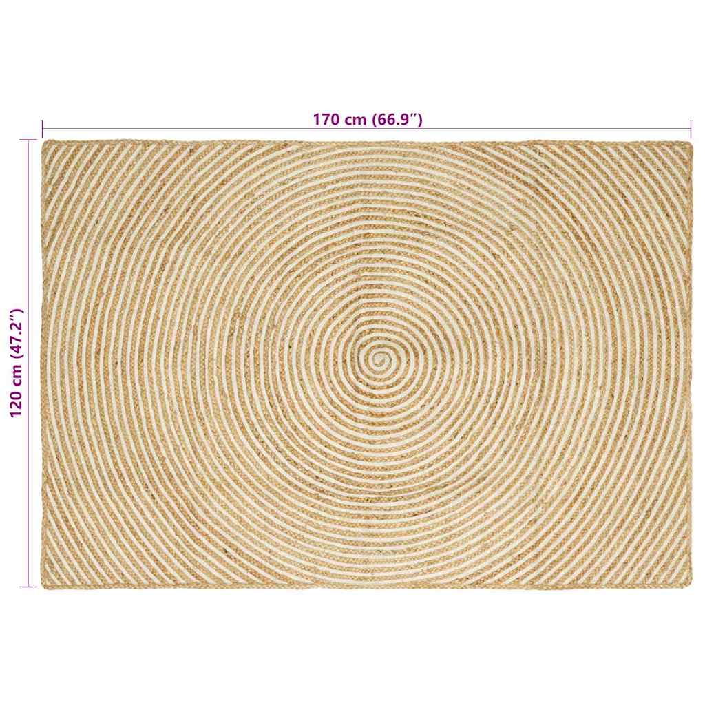 Tappeto Naturale e Bianco 120 x 170 cm Juta | homemem39