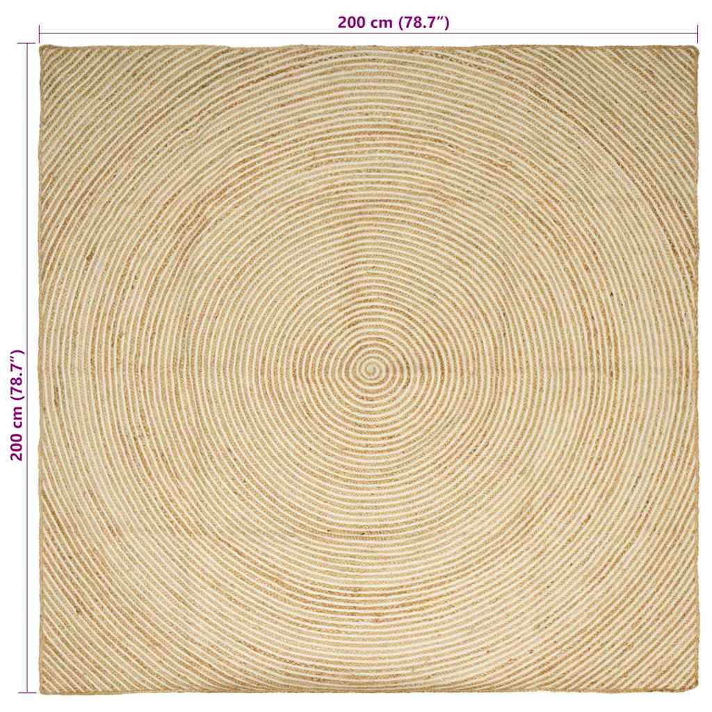 Tappeto Naturale e Bianco 200 x 200 cm Juta