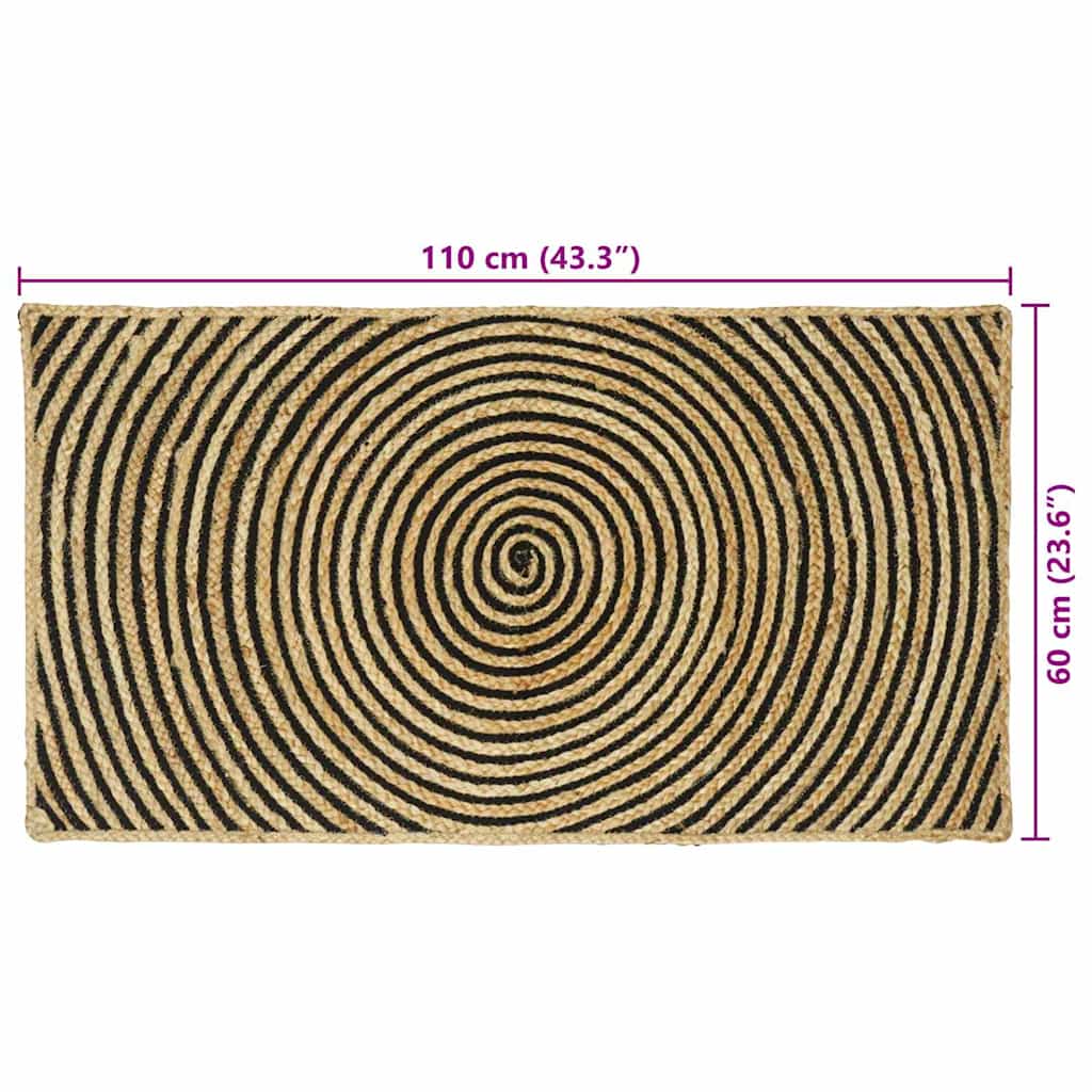 Tappeto Naturale e Nero 60 x 110 cm Juta | homemem39