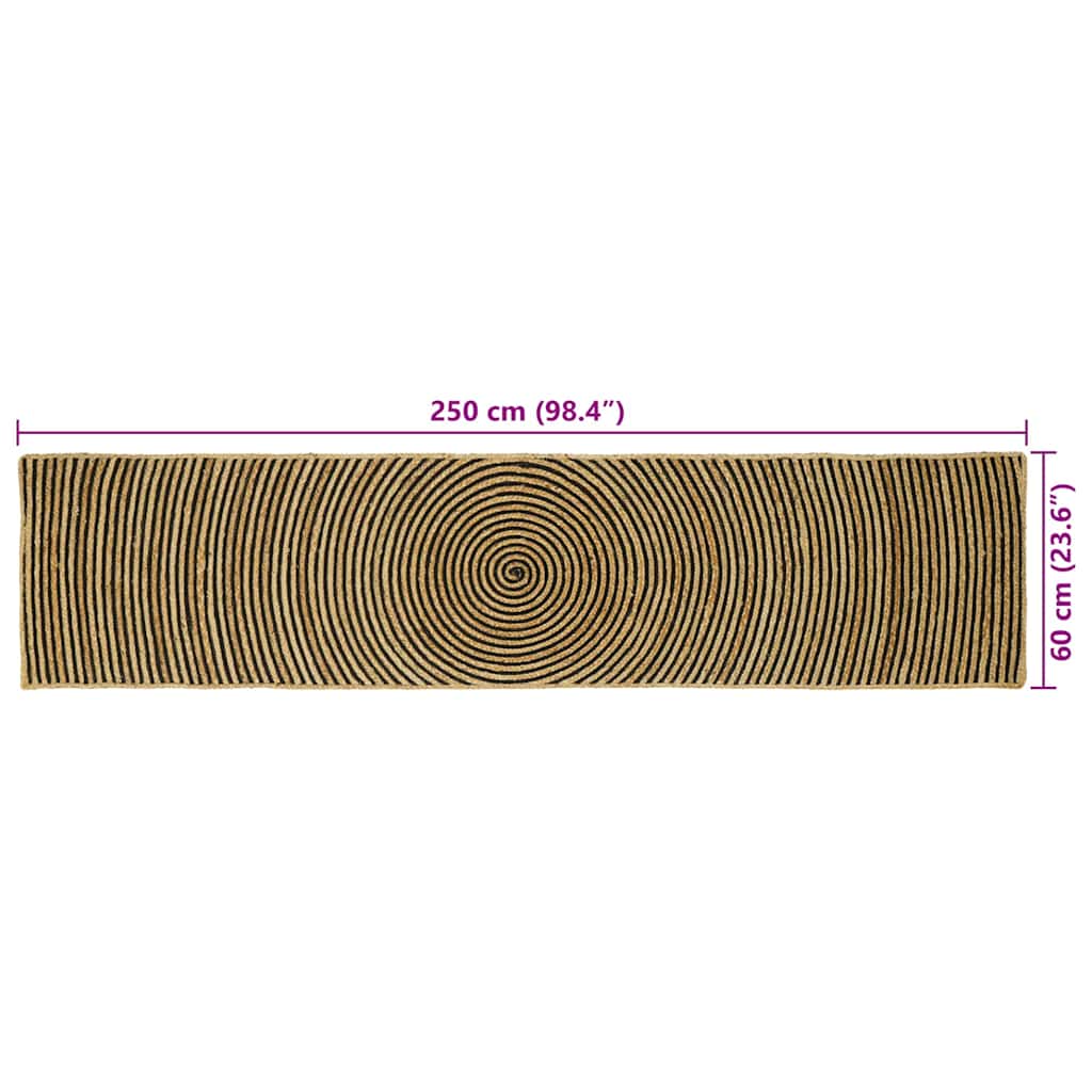 Tappeto da Area Nero 60 x 250 cm Juta | homemem39