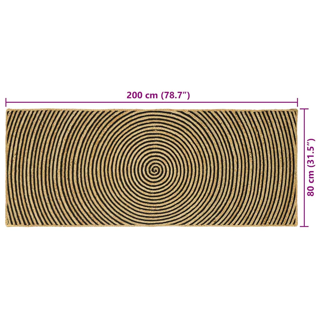 Tappeti per area Nero 80 x 200 cm Juta