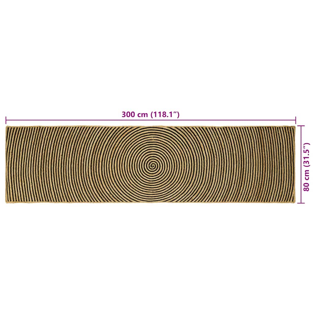 Tappeto Naturale e Nero 80 x 300 cm Juta | homemem39