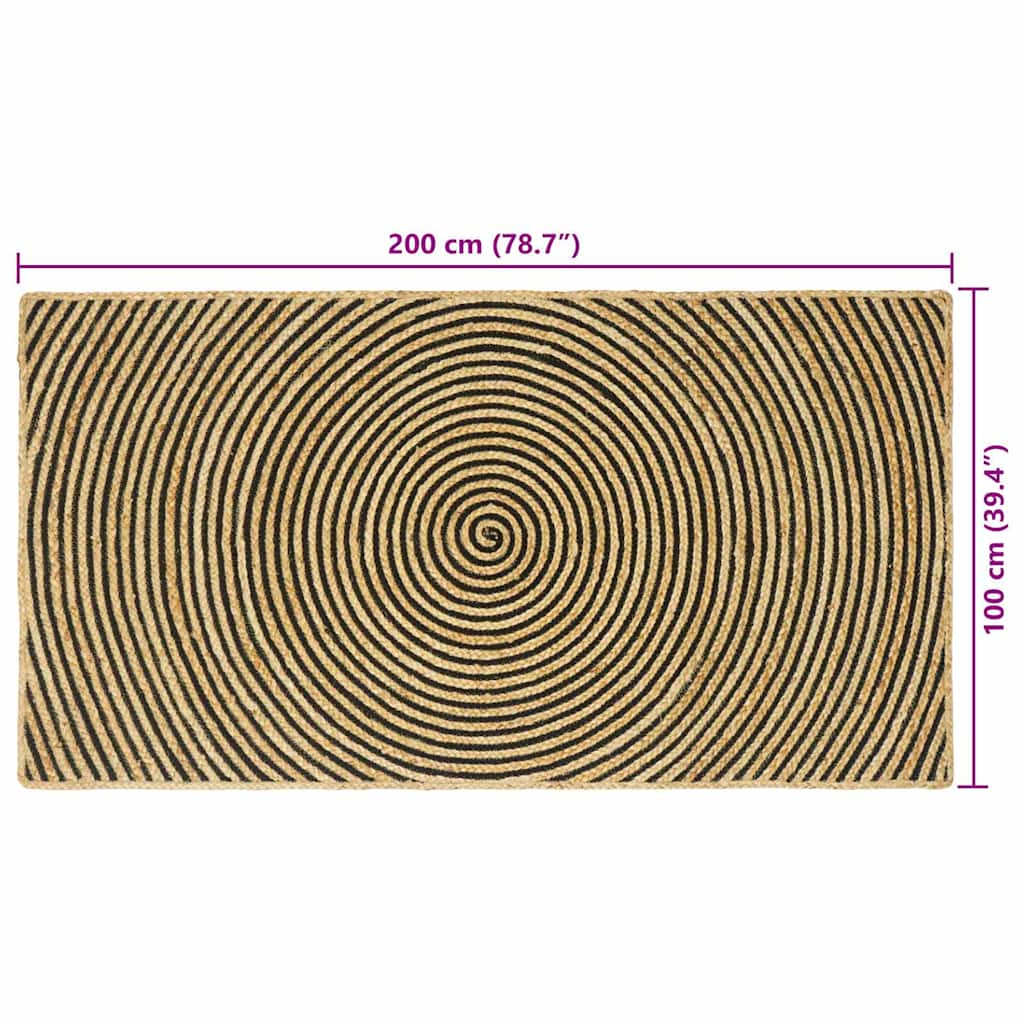 Tappeto Naturale e Nero 100 x 200 cm Juta | homemem39