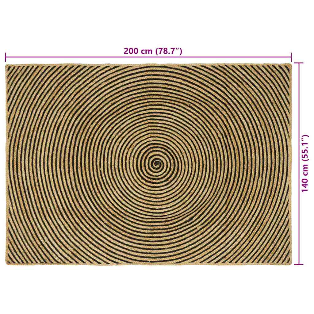 Tappeto Naturale e Nero 140 x 200 cm Juta | homemem39