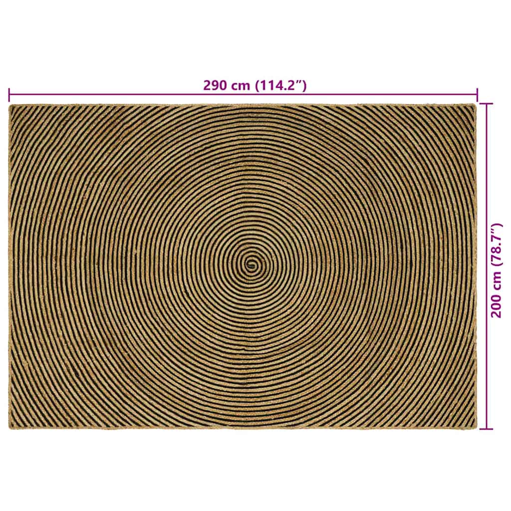 Tappeto Naturale e Nero 200 x 290 cm Juta | homemem39