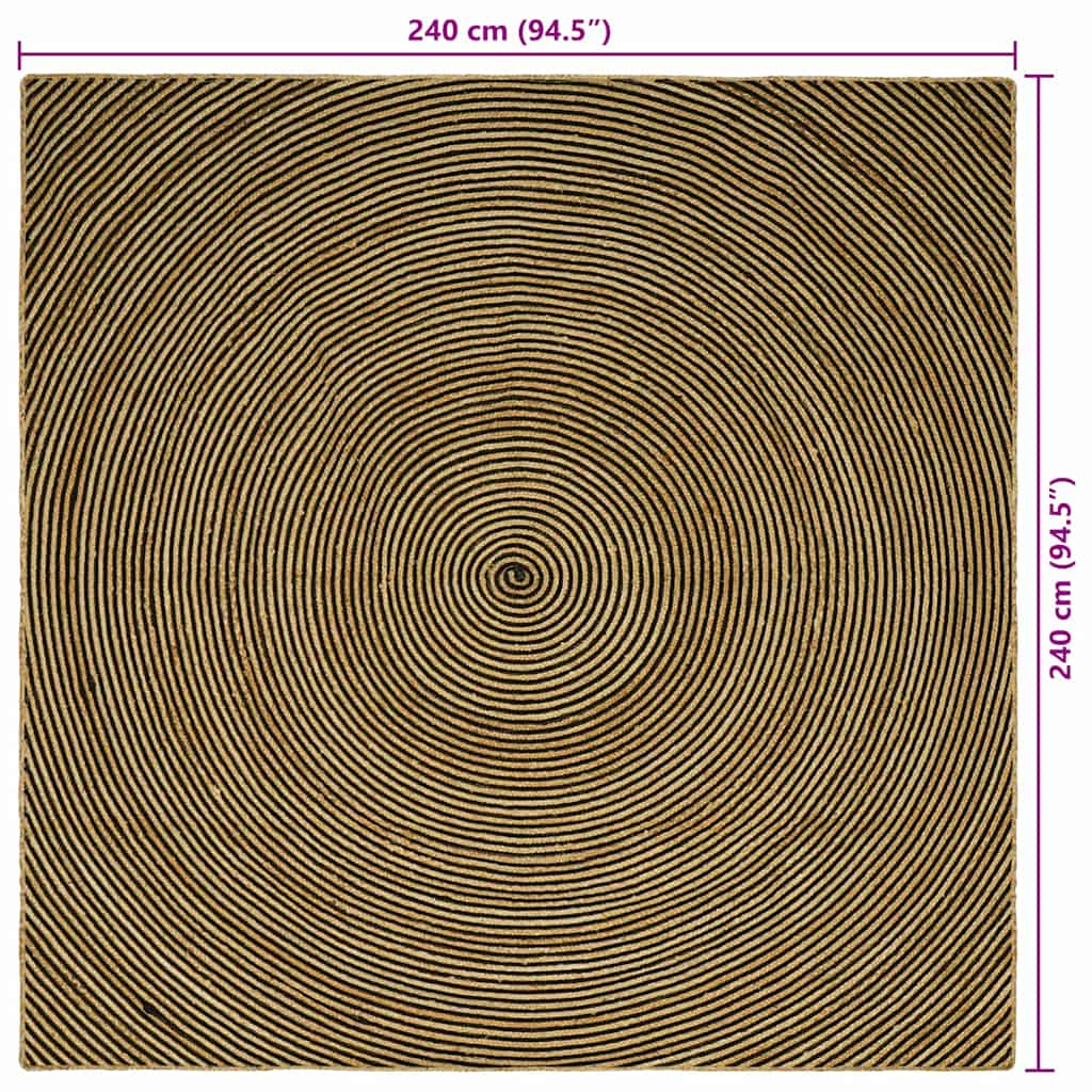 Tappeto Naturale e Nero 240 x 240 cm Juta | homemem39