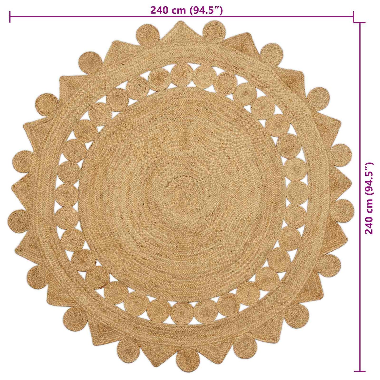 Tappeto Marrone Ø 240 cm Juta