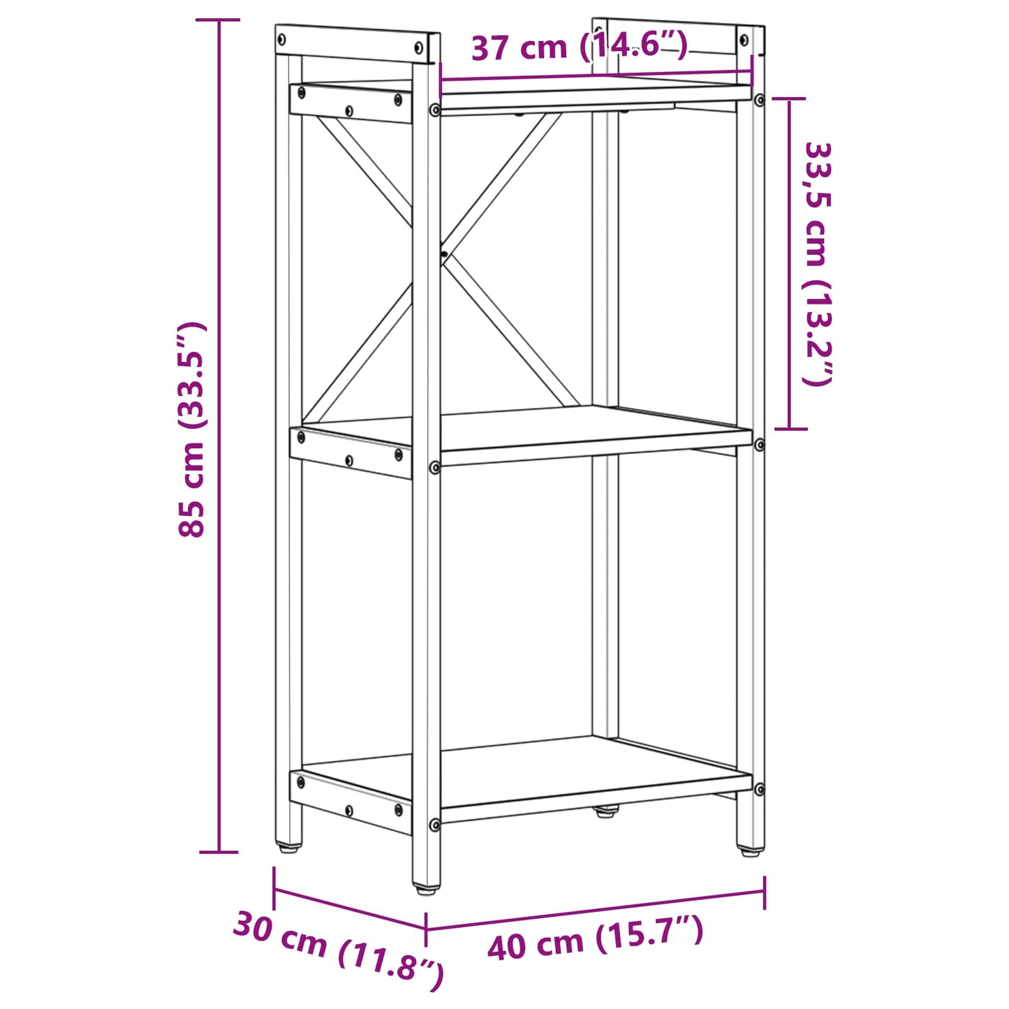 Libreria Rovere Sonoma 40 x 30 x 85 cm Legno multistrato | homemem39