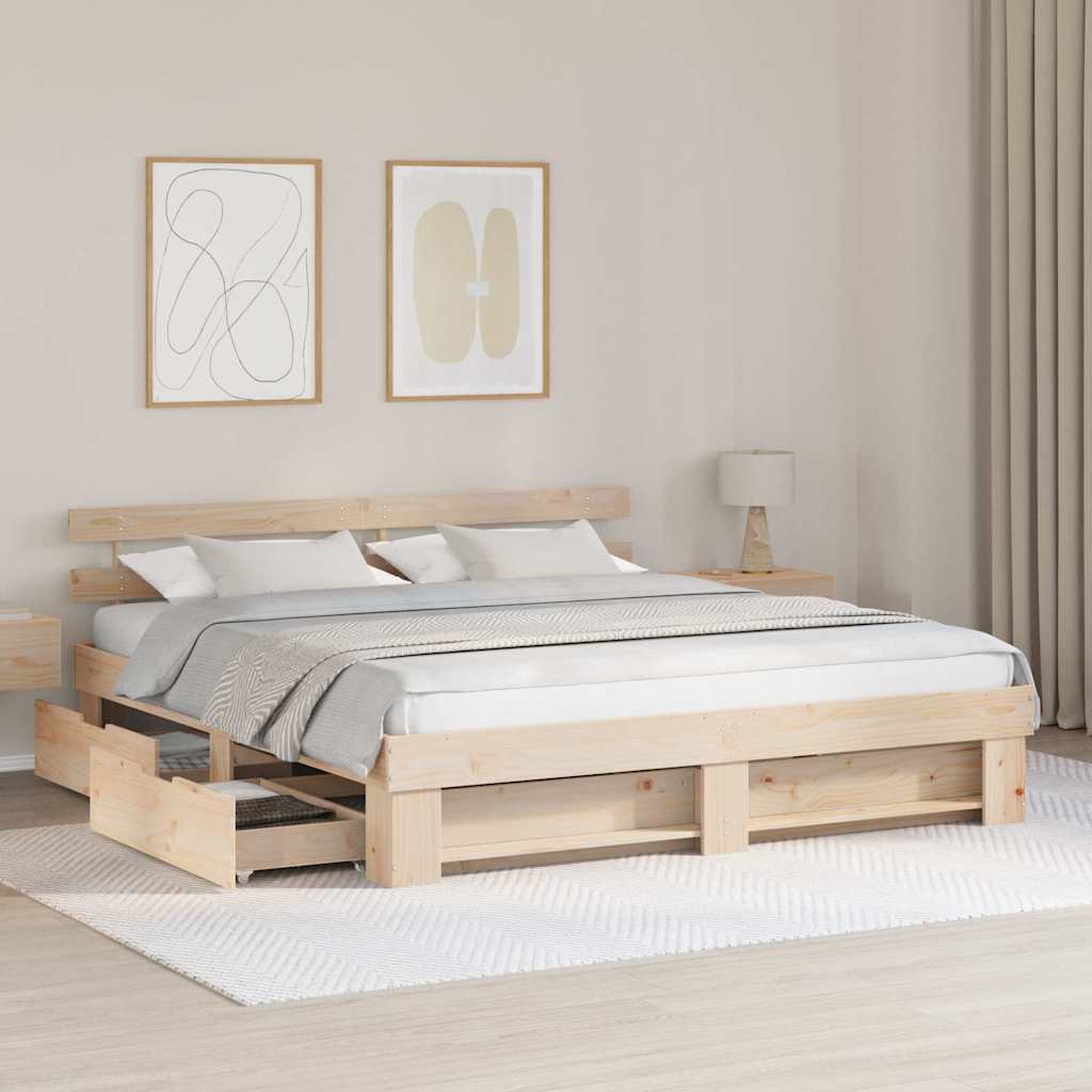 Struttura del letto Marrone 200 x 200 cm Pino massello | homemem39