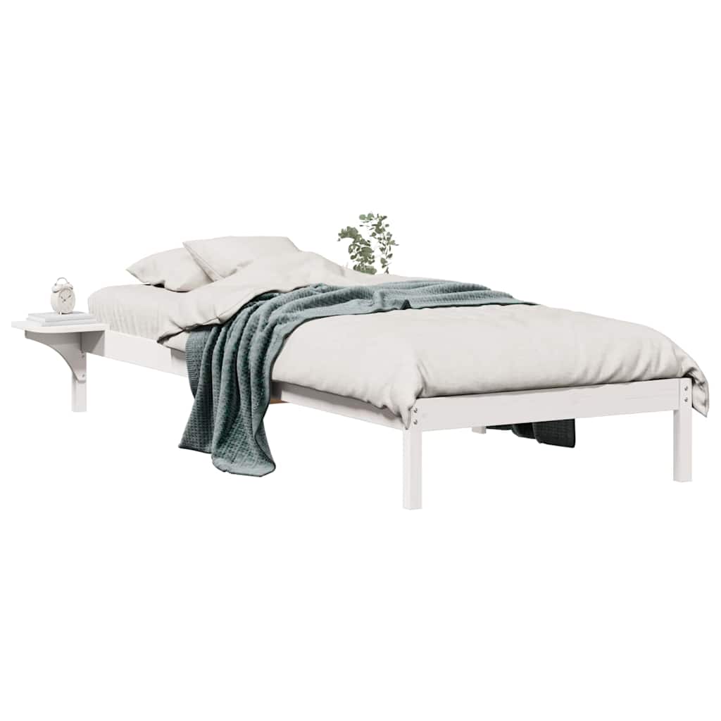 Letto con Tavolini Laterali Bianco 90 x 220 cm Pino massello | homemem39