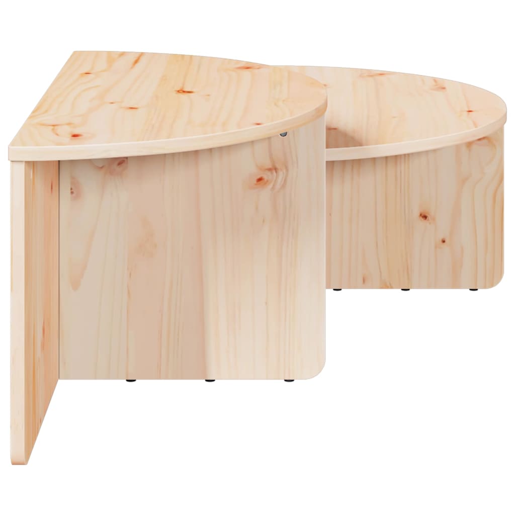 Tavolino da salotto 2 pcs Naturale Legno di pino massello | homemem39