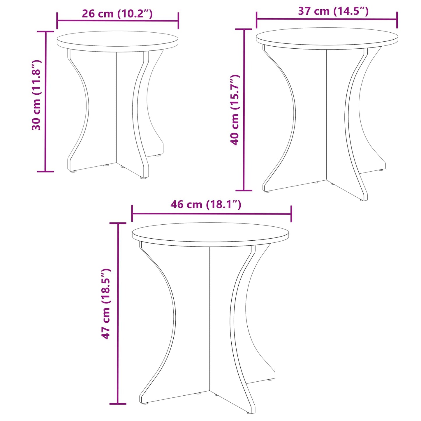 Tavolino da salotto 3 pcs Bianco | homemem39