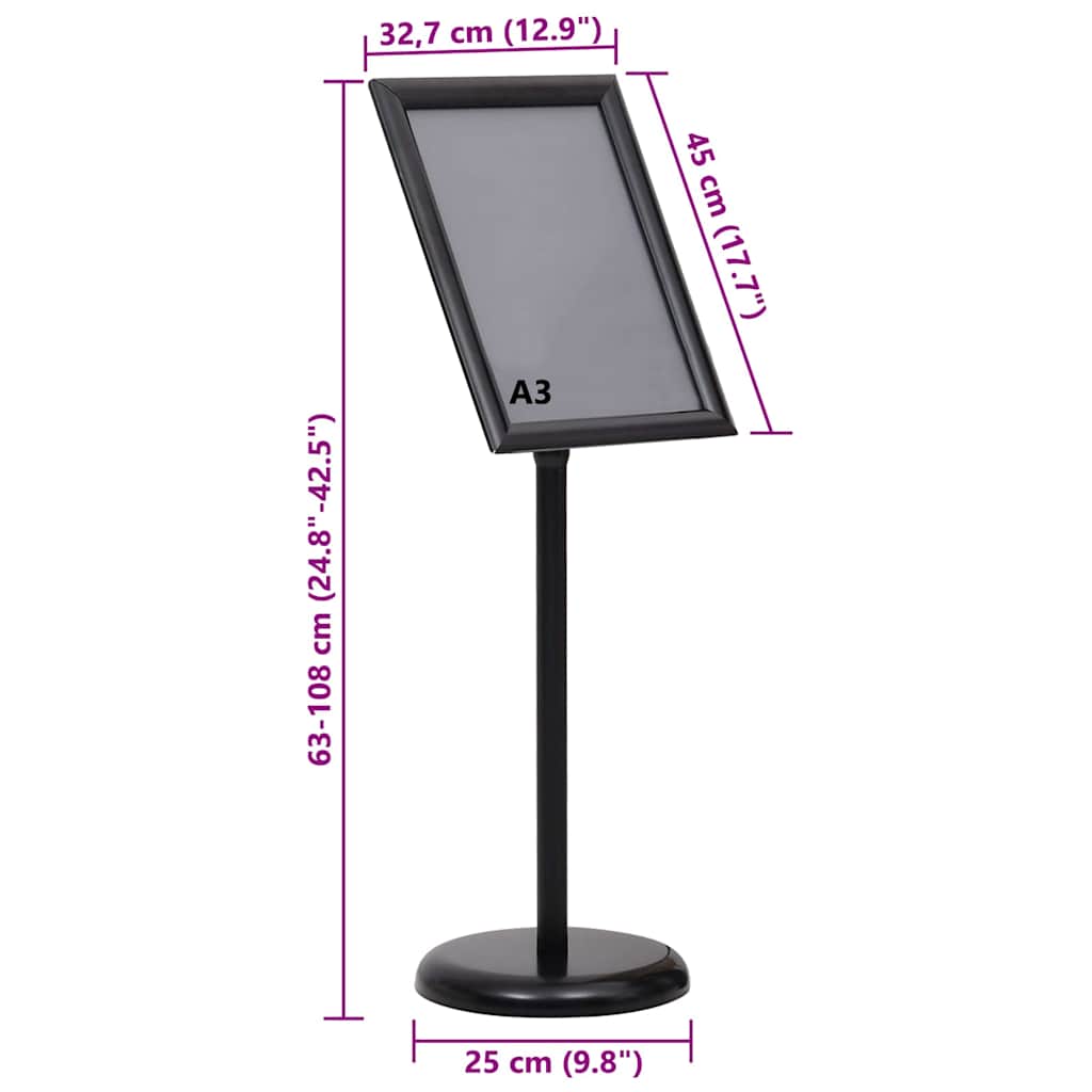Supporti per poster 2 pcs Nero 45 x 32,7 x 108 cm Alluminio | homemem39
