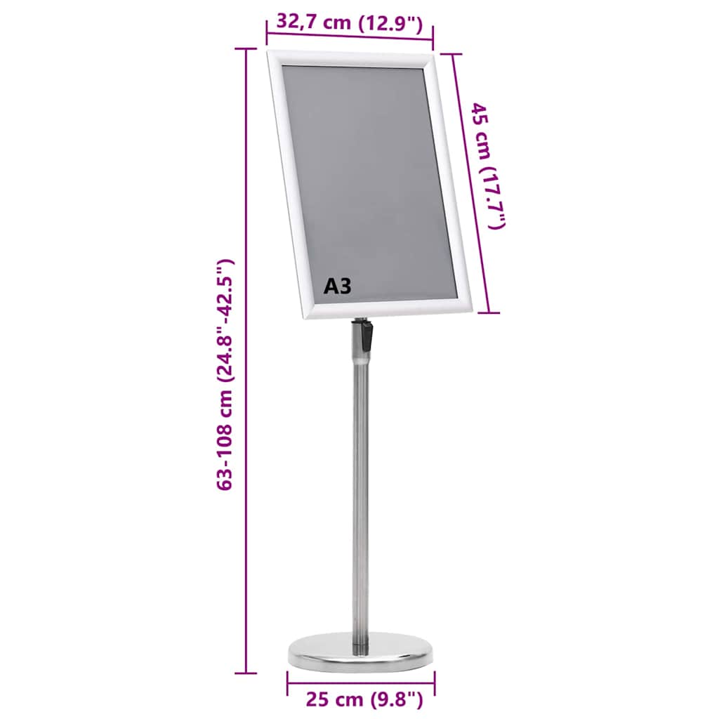 Supporti per poster 2 pcs Argento 45 x 32,7 x 108 cm Alluminio | homemem39