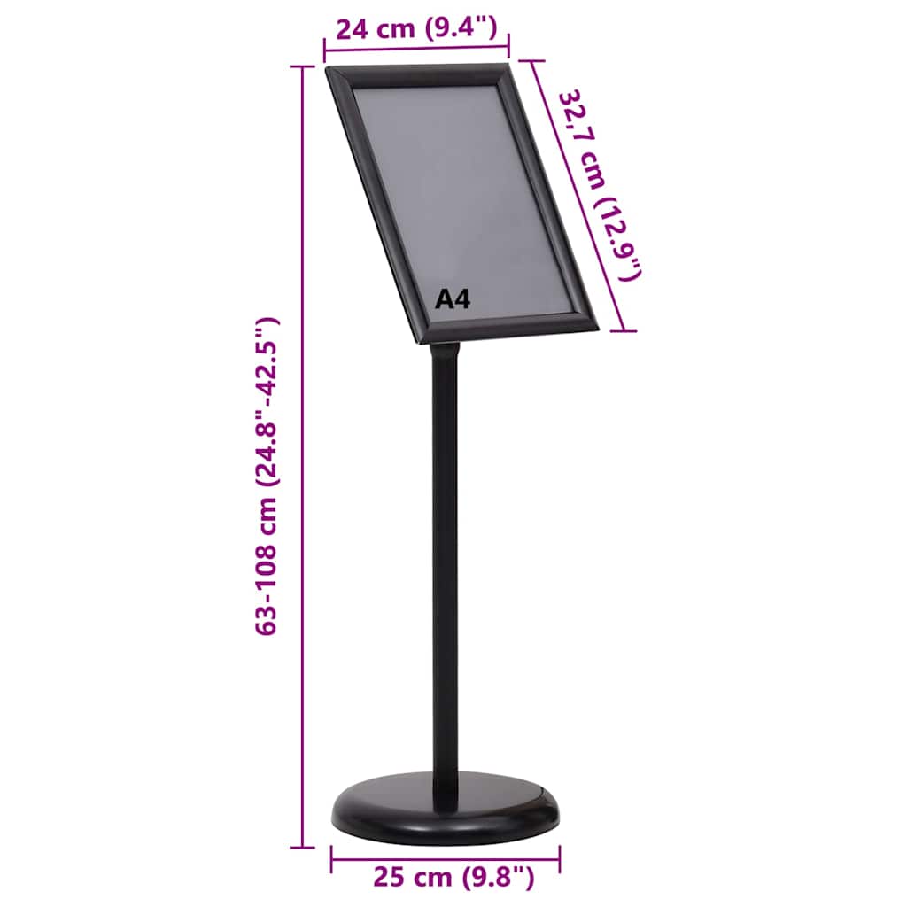 Supporti per poster 2 pcs Nero 32.7 x 24 x 108 cm Alluminio | homemem39
