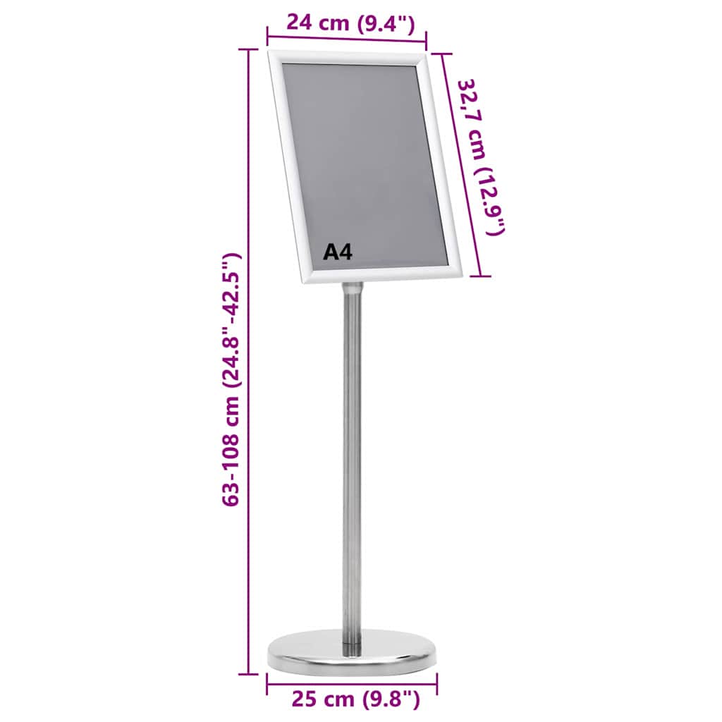 Supporti per poster 2 pcs Argento 32.7 x 24 x 108 cm Alluminio | homemem39