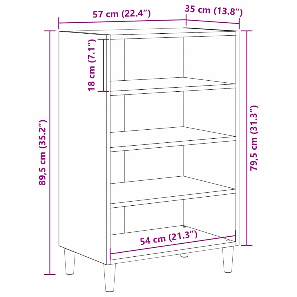Credenza Legno vecchio 57 x 35 x 89.5 cm Legno multistrato