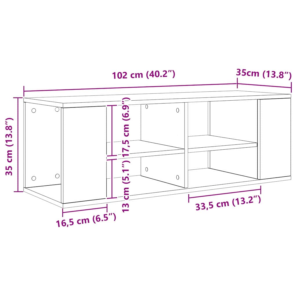 Set mobile TV Rovere artigianale 102 x 35 x 35 cm