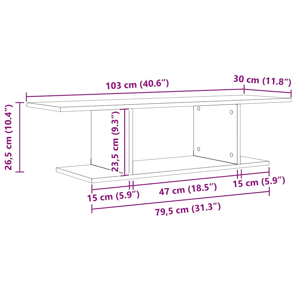 Set mobile TV Marrone 103 x 30 x 26,5 cm Legno multistrato | homemem39