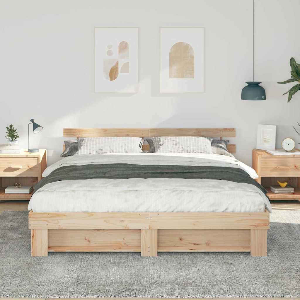 Struttura del letto Marrone 200 x 200 cm Pino massello | homemem39