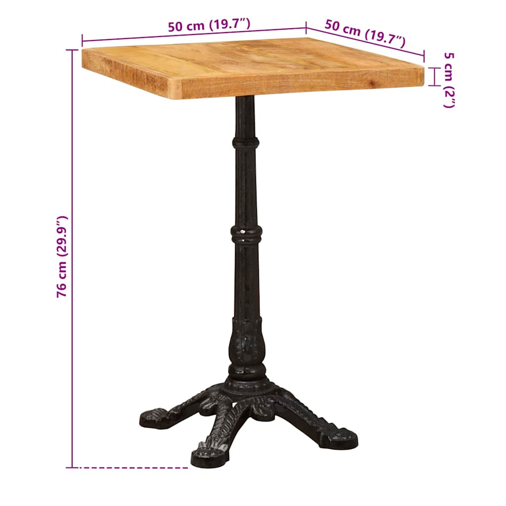 Tavolo da bistrot 50 x 50 x 76 cm Legno di mango massello