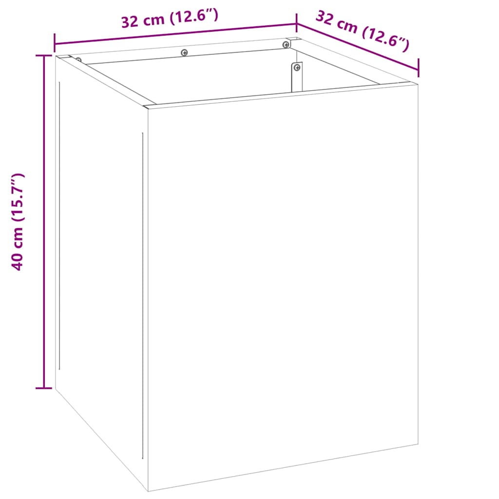 Vaso da giardino Nero 32 x 32 x 40 cm Acciaio laminato a freddo