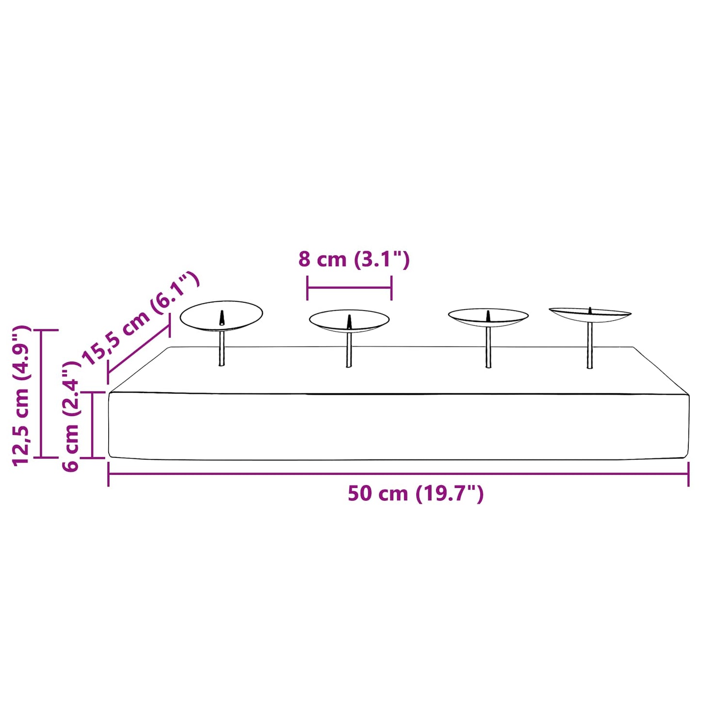 Candelabro Naturale 50 x 15 x 10 cm Legno massello di teak | homemem39