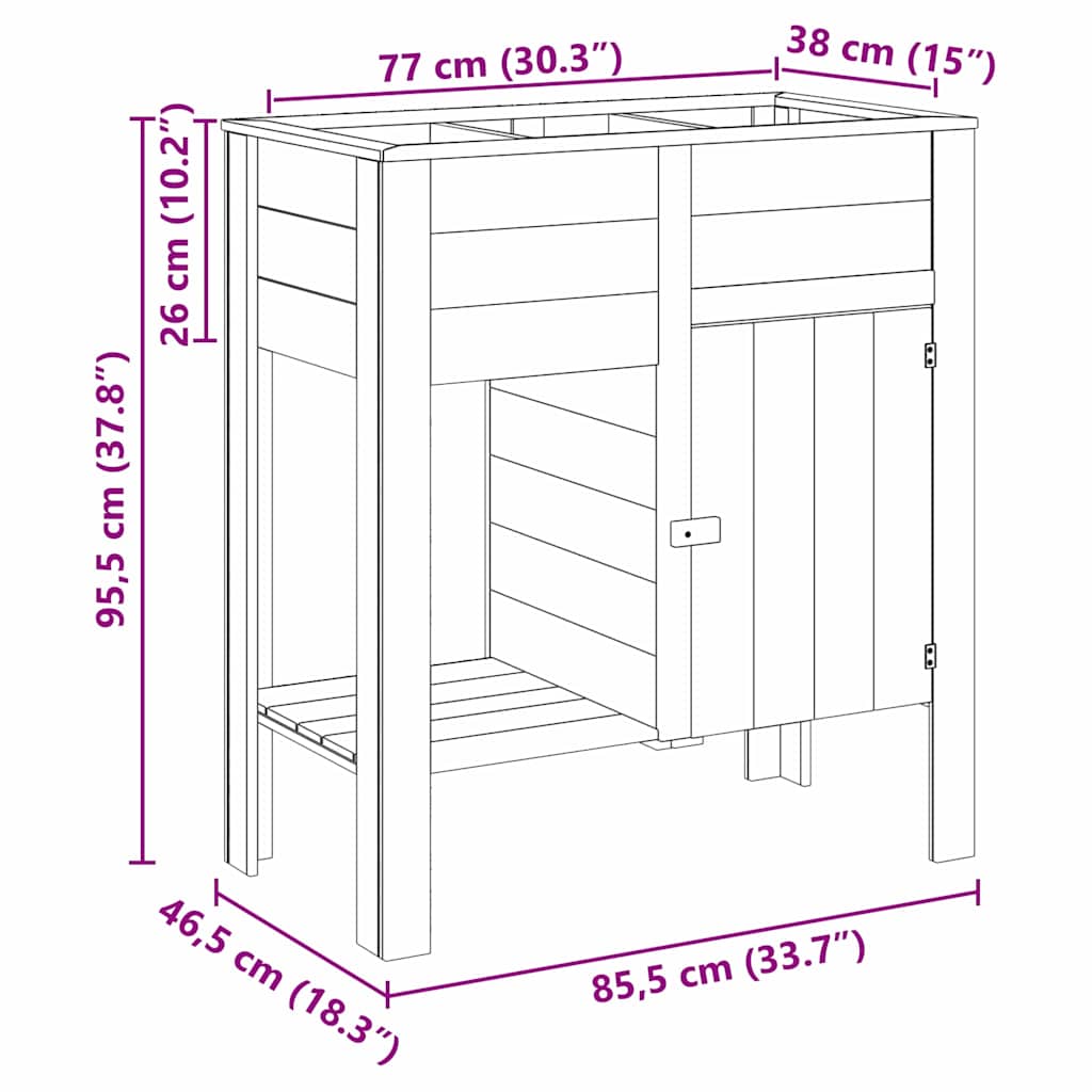 Vaso Alto con lo scaffale Marrone Legno di pino impregnato | homemem39