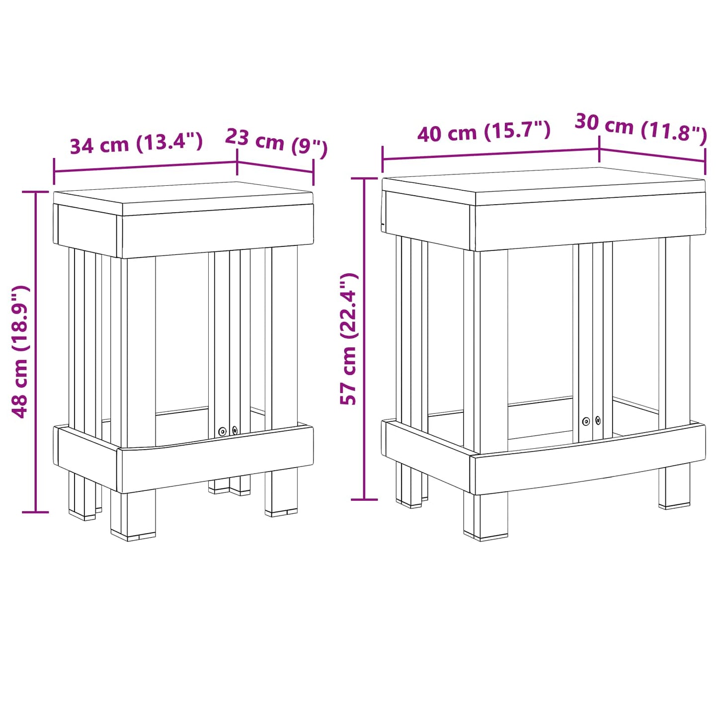 Supporto per piante 2 pcs Marrone 70 x 11 x 27 cm