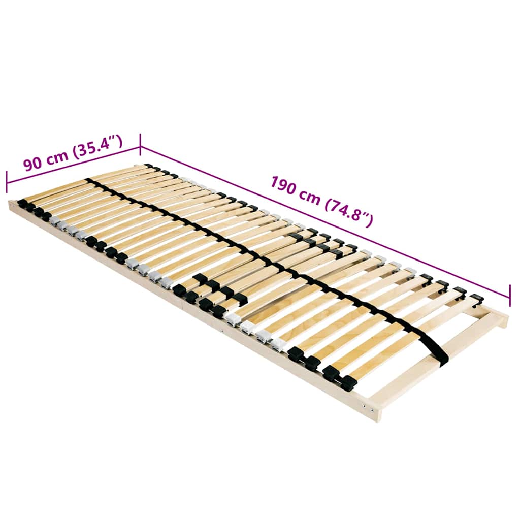 Base a doghe Marrone 90 x 190 cm Legno massello di faggio - homemem39