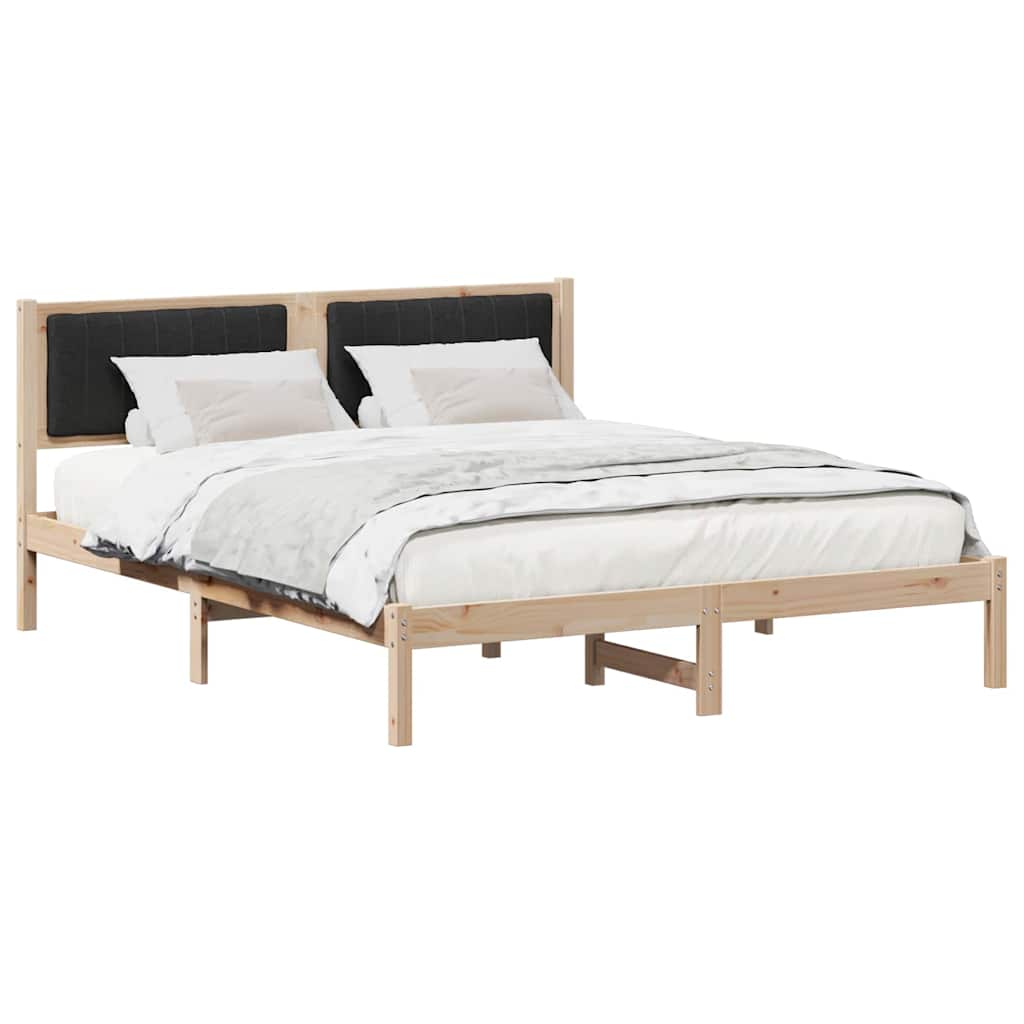 Letto con Testiera Rivestita Nero 160 x 200 cm Pino massello | homemem39