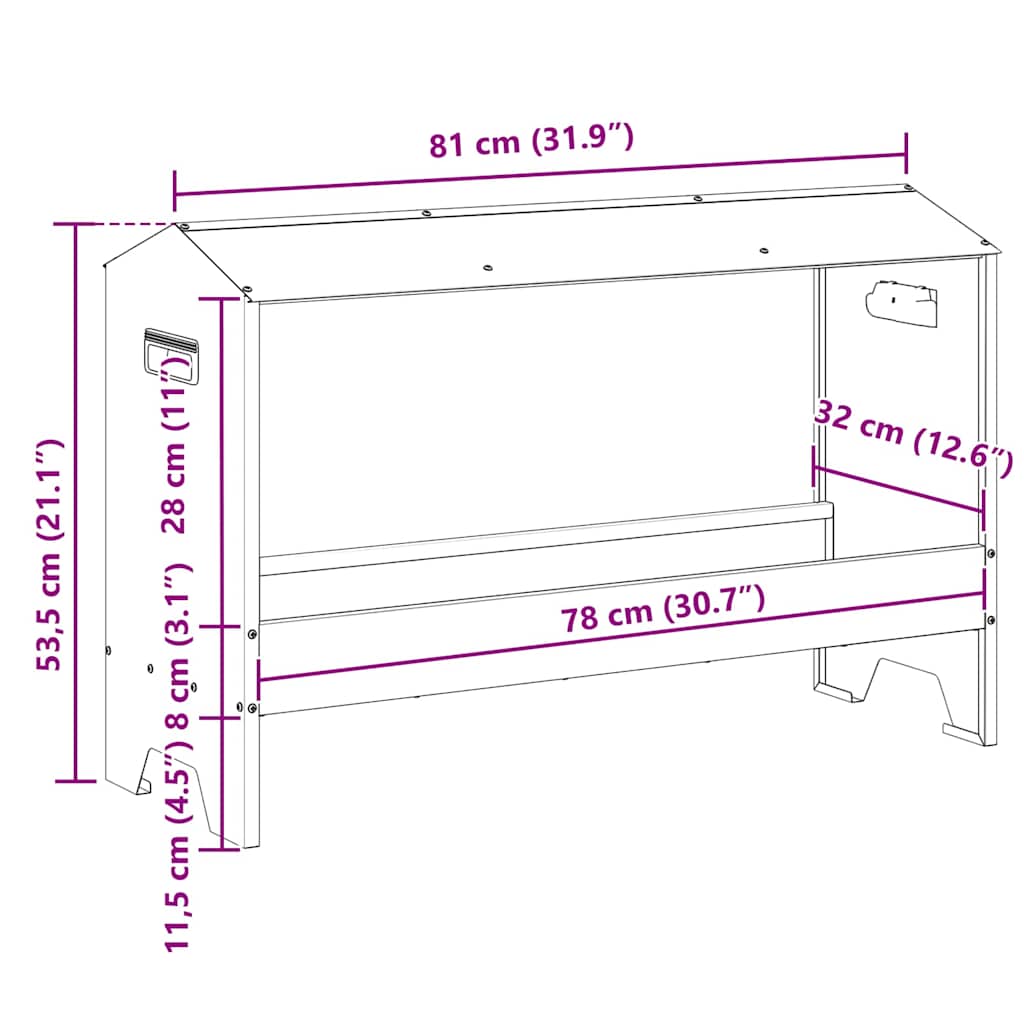 Mangiatoia per polli Verde oliva 81 x 32 x 53,5 cm