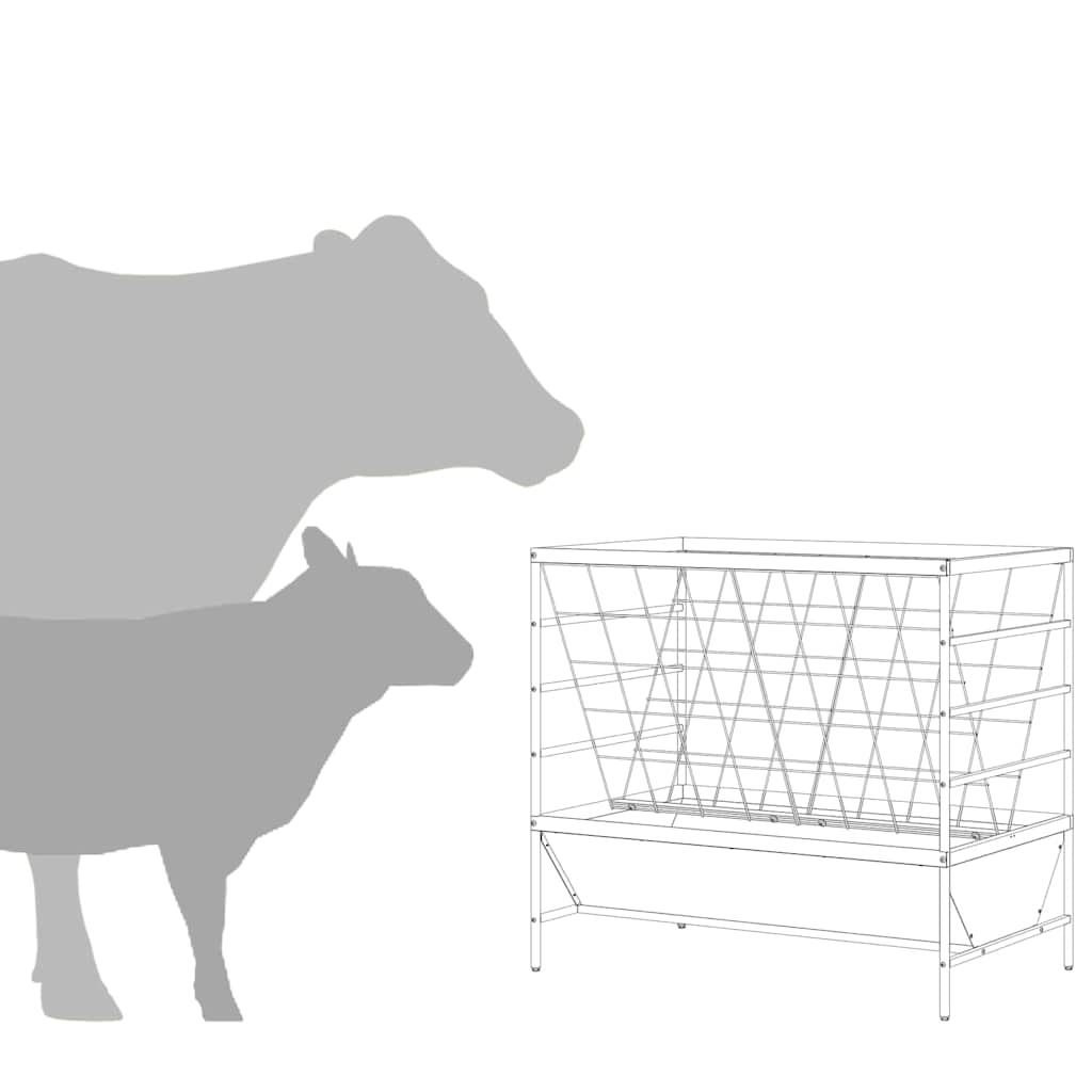 Mangiatore per Bestiame Argento 100 x 60 x 90 cm