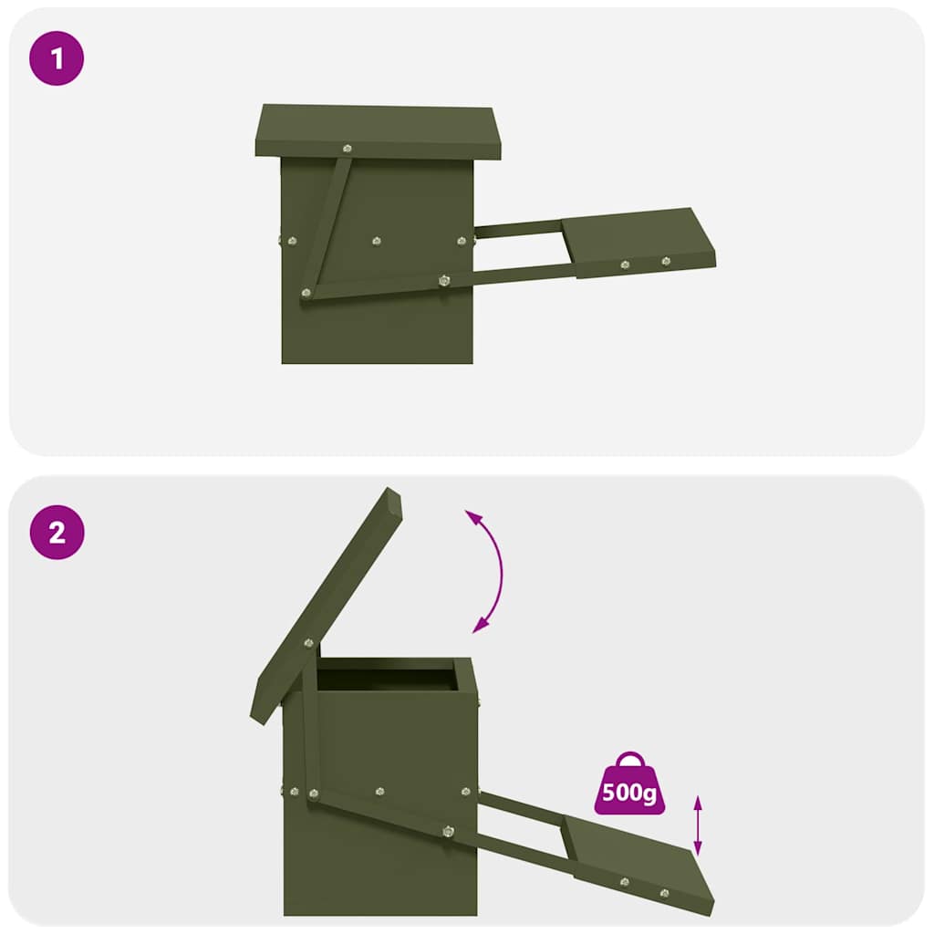 Mangiatore a Pedale per Pollo Verde oliva 48,5 x 39,5 x 19 cm