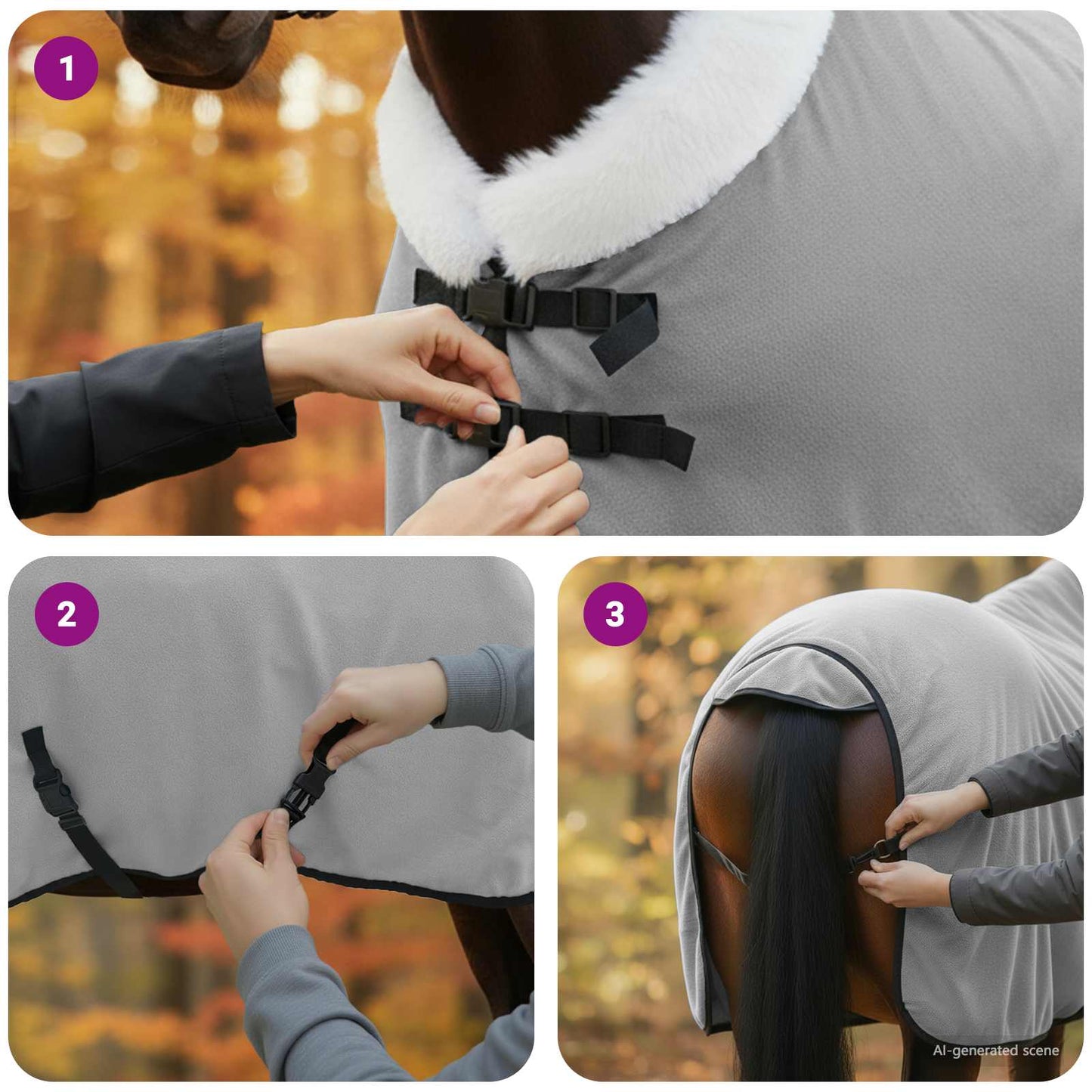 Coperta per Cavalli Verde scuro completo 115 cm Felpa in pile
