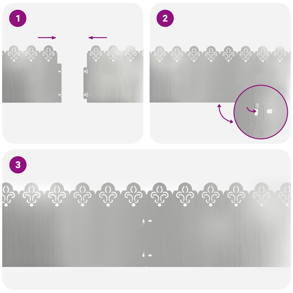 Bordure per prato 20 pcs Argento 103 x 0,05 x 22 cm