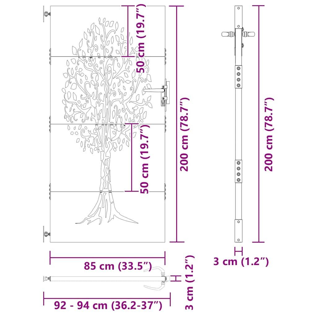 Cancello da giardino con blocco Nero 85 x 200 cm | homemem39
