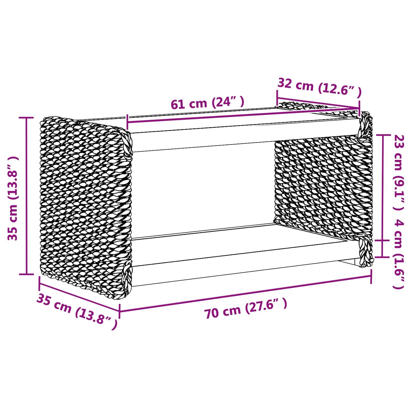 Tavolino da salotto Naturale 70 x 35 x 35 cm | homemem39