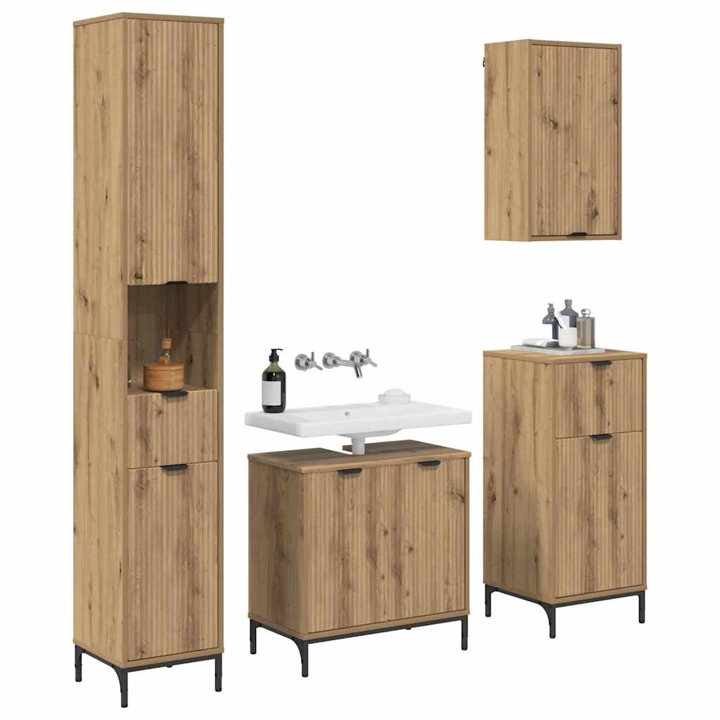 Set di mobili per il bagno 4 pz Rovere artigianale | homemem39