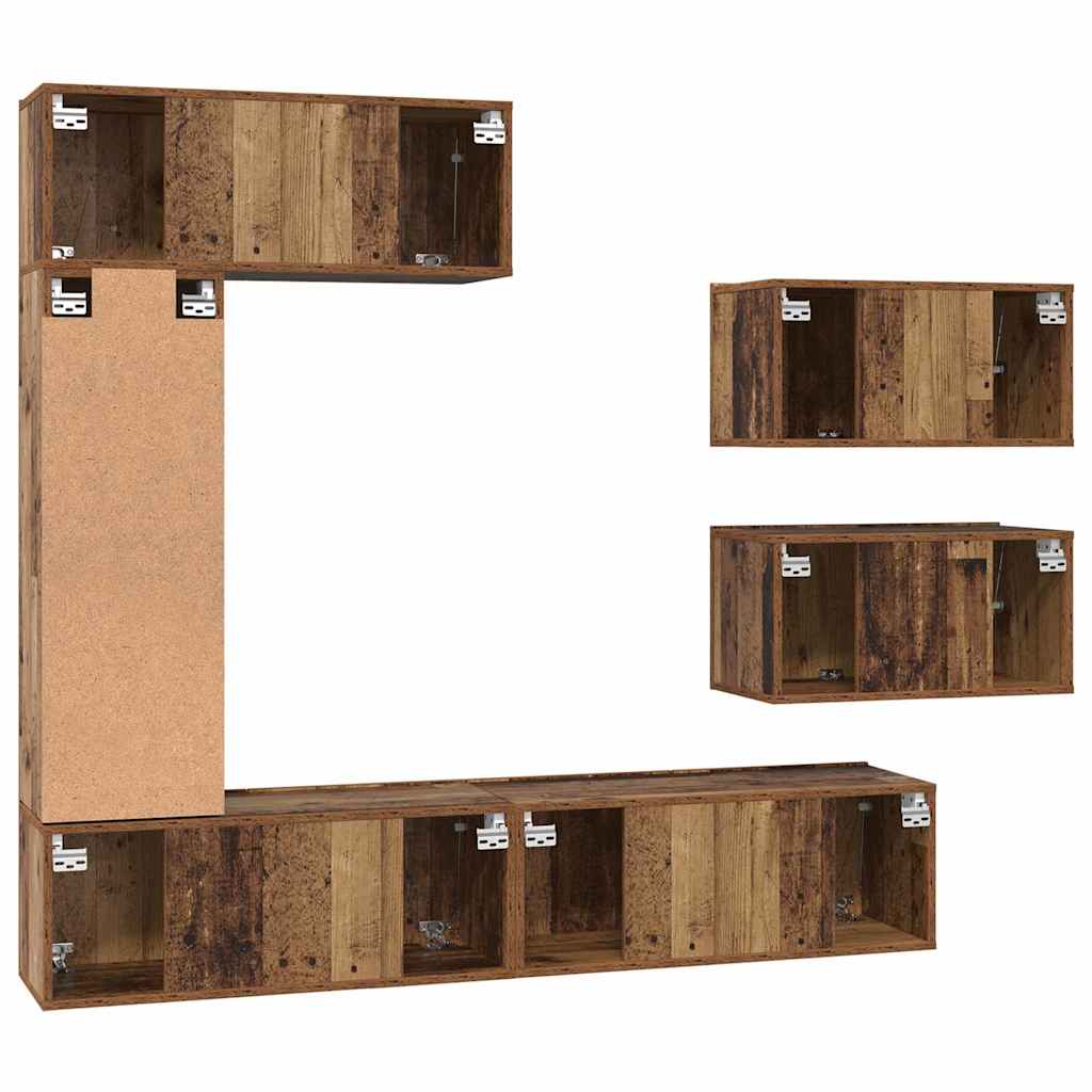 Set mobile TV 6 pcs Legno vecchio Legno multistrato