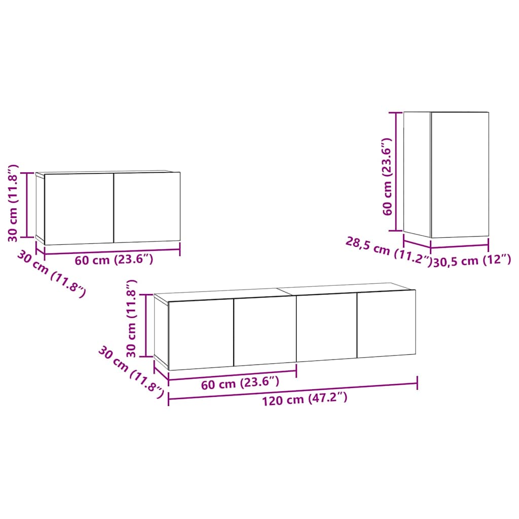 Set mobile TV con cassetto Rovere Nero Legno multistrato